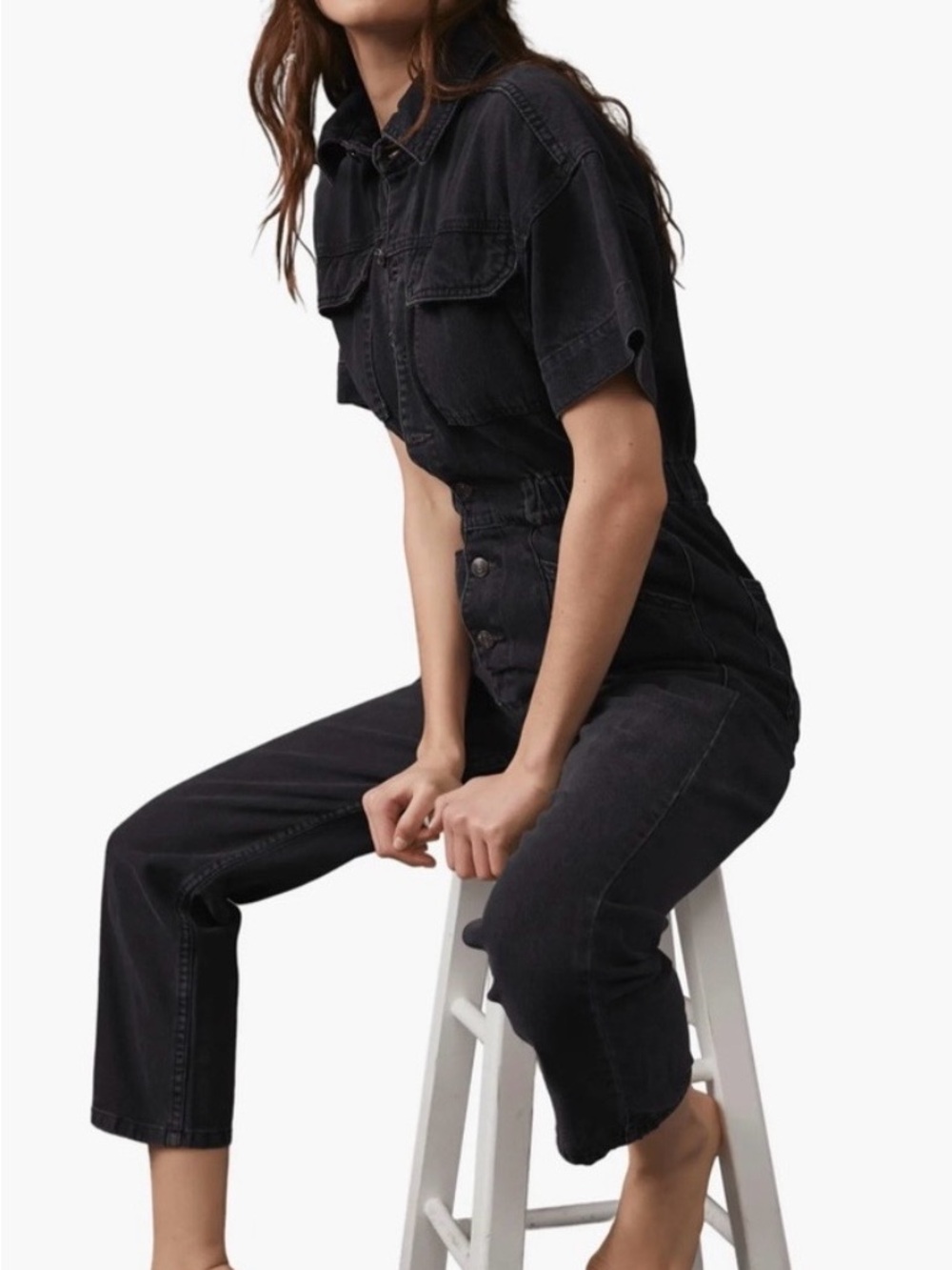 Free people Marci denim jumpsuit xs